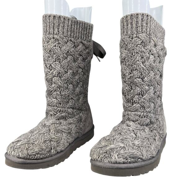 UGG Women’s Isle Grey Knit Pull On Winter Boot Size US 10 - Picture 6 of 11